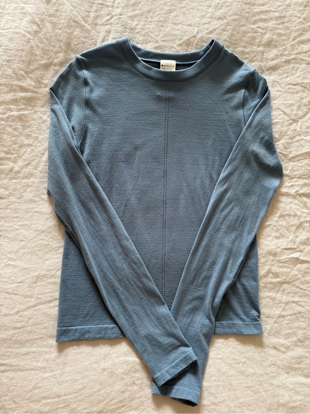 Athleta Women's Long-Sleeve Thermal Crew in Slate Blue (Wool Blend)